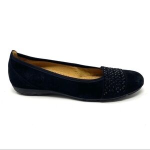 Gabor suede black studded laser cut flats 160.17